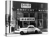 Store Sign Reads, "I am an American," After Pearl Harbor Attack, and "Sold", Following Evacuation-Dorothea Lange-Stretched Canvas