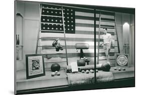 Store Window with Gym Equipment-null-Mounted Premium Giclee Print