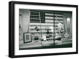 Store Window with Gym Equipment-null-Framed Art Print