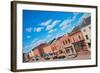 Storefronts line Water Street in Hallowell, Maine-null-Framed Photographic Print