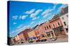 Storefronts line Water Street in Hallowell, Maine-null-Stretched Canvas