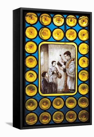 Stories from Life of Don Bosco, Stained Glass Window, Castelnuovo Don Bosco, Piedmont, Italy-null-Framed Stretched Canvas