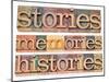 Stories, Memories, Histories Words-PixelsAway-Mounted Art Print