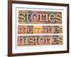 Stories, Memories, Histories Words-PixelsAway-Framed Art Print