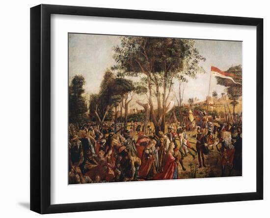 Stories of St. Ursula, Martyrdom of Pilgrims and Funeral of St. Ursula, 1493-Vittore Carpaccio-Framed Giclee Print