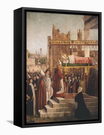 Stories of St. Ursula, Martyrdom of Pilgrims and Funeral of St. Ursula, 1493-Vittore Carpaccio-Framed Stretched Canvas