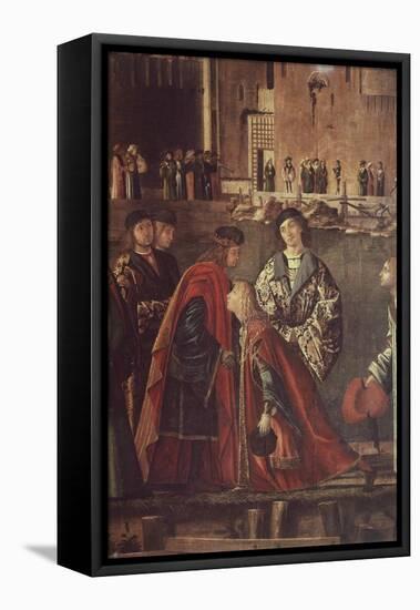 Stories of St Ursula, Meeting of Etherius and Ursula and Departure of Pilgrims-Vittore Carpaccio-Framed Stretched Canvas