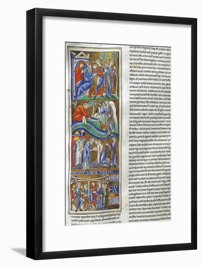 Stories of Tobia, Miniature from the Bible of Souvigny, Latin Manuscript-null-Framed Giclee Print