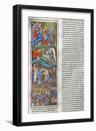 Stories of Tobia, Miniature from the Bible of Souvigny, Latin Manuscript-null-Framed Giclee Print