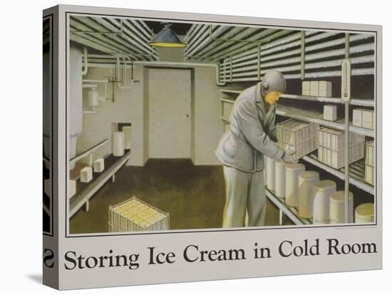 Storing Ice Cream in Cold Room Poster-null-Stretched Canvas