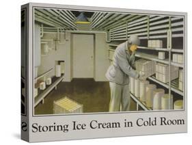 Storing Ice Cream in Cold Room Poster-null-Stretched Canvas
