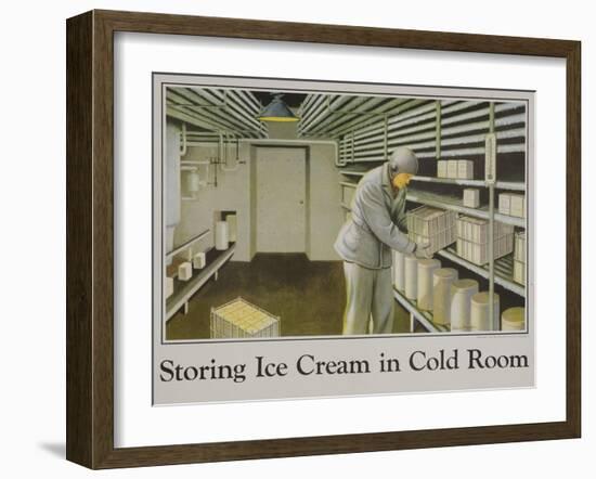 Storing Ice Cream in Cold Room Poster-null-Framed Giclee Print