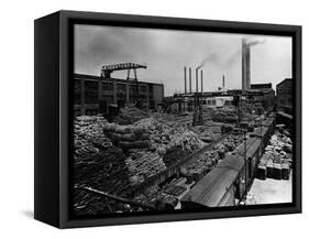 Storing Rubber at Akron, Usa-null-Framed Stretched Canvas