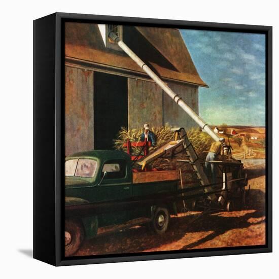 "Storing the Corn," November 6, 1948-John Atherton-Framed Stretched Canvas