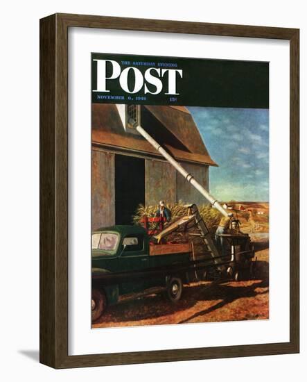 "Storing the Corn," Saturday Evening Post Cover, November 6, 1948-John Atherton-Framed Giclee Print