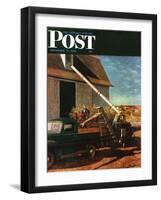 "Storing the Corn," Saturday Evening Post Cover, November 6, 1948-John Atherton-Framed Giclee Print