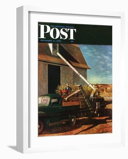 "Storing the Corn," Saturday Evening Post Cover, November 6, 1948-John Atherton-Framed Giclee Print