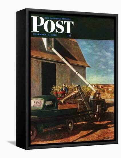 "Storing the Corn," Saturday Evening Post Cover, November 6, 1948-John Atherton-Framed Stretched Canvas