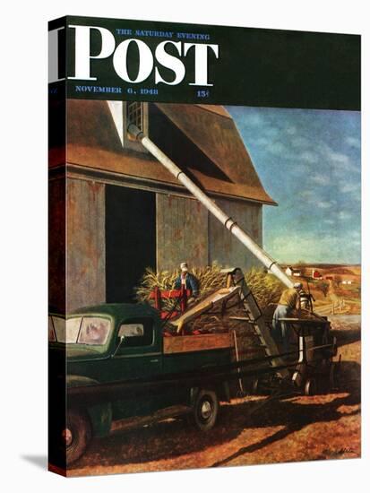 "Storing the Corn," Saturday Evening Post Cover, November 6, 1948-John Atherton-Stretched Canvas