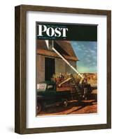 "Storing the Corn," Saturday Evening Post Cover, November 6, 1948-John Atherton-Framed Giclee Print