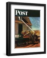 "Storing the Corn," Saturday Evening Post Cover, November 6, 1948-John Atherton-Framed Giclee Print