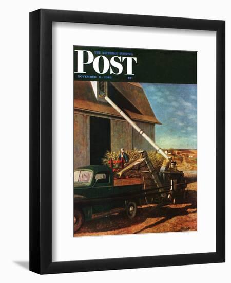 "Storing the Corn," Saturday Evening Post Cover, November 6, 1948-John Atherton-Framed Giclee Print