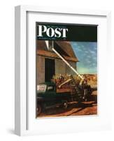 "Storing the Corn," Saturday Evening Post Cover, November 6, 1948-John Atherton-Framed Giclee Print