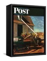 "Storing the Corn," Saturday Evening Post Cover, November 6, 1948-John Atherton-Framed Stretched Canvas