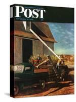 "Storing the Corn," Saturday Evening Post Cover, November 6, 1948-John Atherton-Stretched Canvas