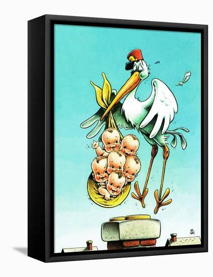 "Stork and Quints," April 1, 1984-BB Sams-Framed Stretched Canvas
