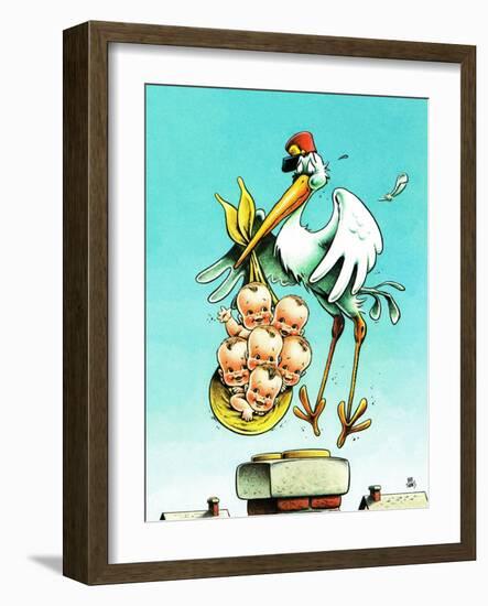 "Stork and Quints," April 1, 1984-BB Sams-Framed Giclee Print