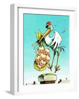 "Stork and Quints," April 1, 1984-BB Sams-Framed Giclee Print