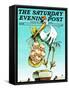 "Stork and Quints," Saturday Evening Post Cover, April 1, 1984-BB Sams-Framed Stretched Canvas