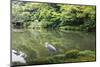 Stork at Hisagoike Pond in Summer, Kenrokuen, One of Japan's Three Most Beautiful Landscape Gardens-Eleanor Scriven-Mounted Premium Photographic Print