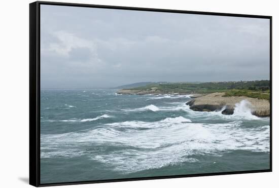 Storm along Porto Torres Coastline, Porto Torres, Sardinia, Italy-Guido Cozzi-Framed Stretched Canvas