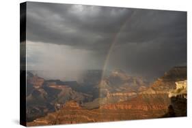 Storm and Rainbow over the Grand Canyon, Grand Canyon, Arizona-Greg Probst-Stretched Canvas