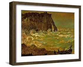 Storm at Etretat, 1883-Claude Monet-Framed Giclee Print