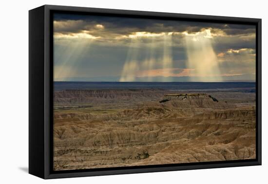Storm at sunset, Pinnacles Viewpoint, Badlands National Park, South Dakota, USA-Michel Hersen-Framed Stretched Canvas