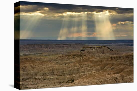 Storm at sunset, Pinnacles Viewpoint, Badlands National Park, South Dakota, USA-Michel Hersen-Stretched Canvas