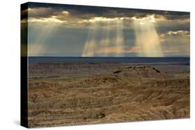 Storm at sunset, Pinnacles Viewpoint, Badlands National Park, South Dakota, USA-Michel Hersen-Stretched Canvas