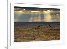 Storm at sunset, Pinnacles Viewpoint, Badlands National Park, South Dakota, USA-Michel Hersen-Framed Premium Photographic Print