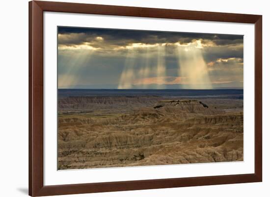 Storm at sunset, Pinnacles Viewpoint, Badlands National Park, South Dakota, USA-Michel Hersen-Framed Premium Photographic Print