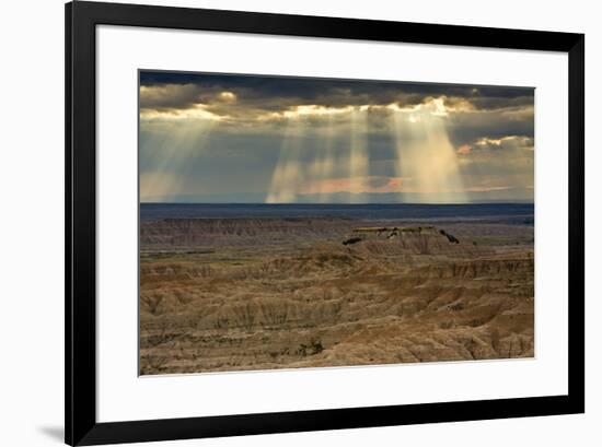 Storm at sunset, Pinnacles Viewpoint, Badlands National Park, South Dakota, USA-Michel Hersen-Framed Premium Photographic Print