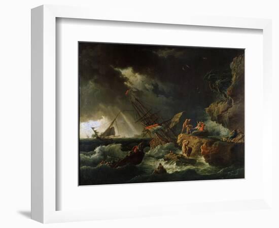 Storm at the Sea, 1740S-Claude Joseph Vernet-Framed Premium Giclee Print