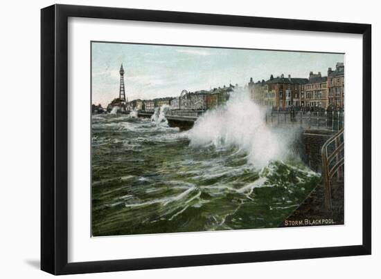 Storm, Blackpool, Lancashire, C1905-null-Framed Giclee Print