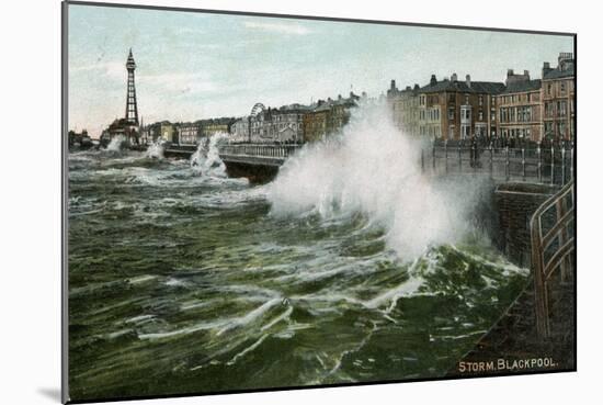 Storm, Blackpool, Lancashire, C1905-null-Mounted Giclee Print