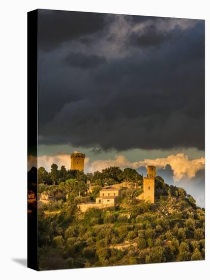 Storm Clouds above Monticchiello with Last Evening Light-Terry Eggers-Stretched Canvas