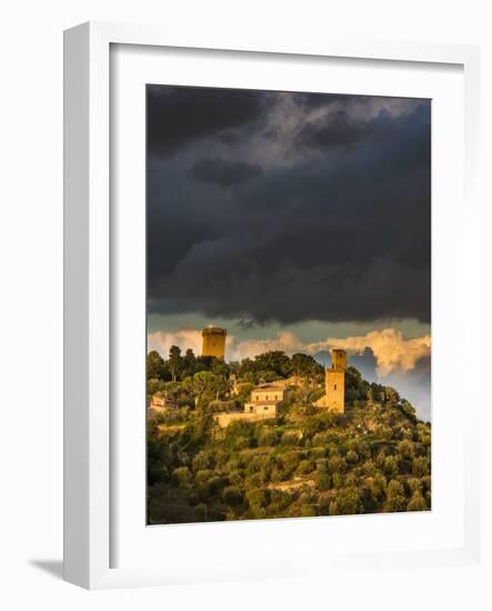 Storm Clouds above Monticchiello with Last Evening Light-Terry Eggers-Framed Photographic Print