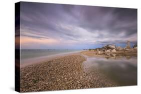 Storm clouds are reflected in the clear water at sunset, Porto Recanati, Conero Riviera, Italy-Roberto Moiola-Stretched Canvas