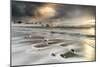 Storm clouds at dawn over waves of the Arctic icy sea, Veines, Kongsfjord-Roberto Moiola-Mounted Photographic Print